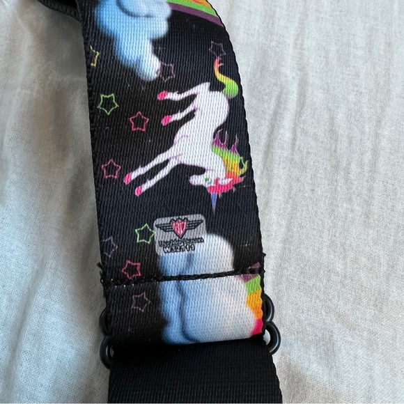 Buckle-Down Unicorns Rainbows and Stars Black Guitar Strap - Picture 8 of 10